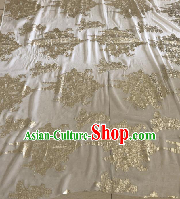 Asian Chinese Traditional Pattern Design Light Golden Brocade Fabric Silk Fabric Chinese Fabric Asian Material