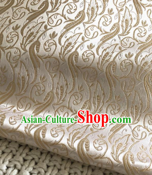 Asian Chinese Traditional Grass Pattern Design White Brocade Fabric Silk Fabric Chinese Fabric Asian Material