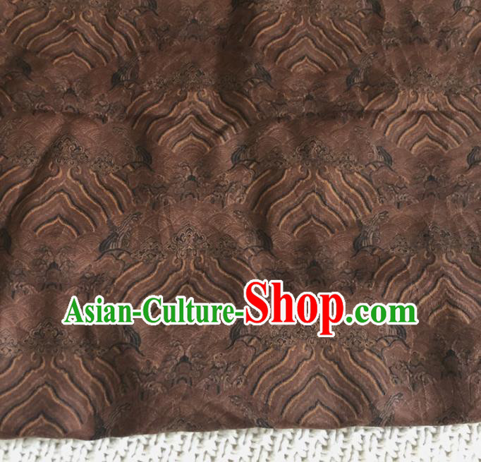 Asian Chinese Traditional Waves Pattern Design Brown Brocade Fabric Silk Fabric Chinese Fabric Asian Material