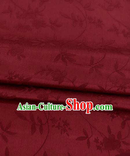Asian Chinese Traditional Twine Flowers Pattern Design Wine Red Brocade Fabric Silk Fabric Chinese Fabric Asian Material