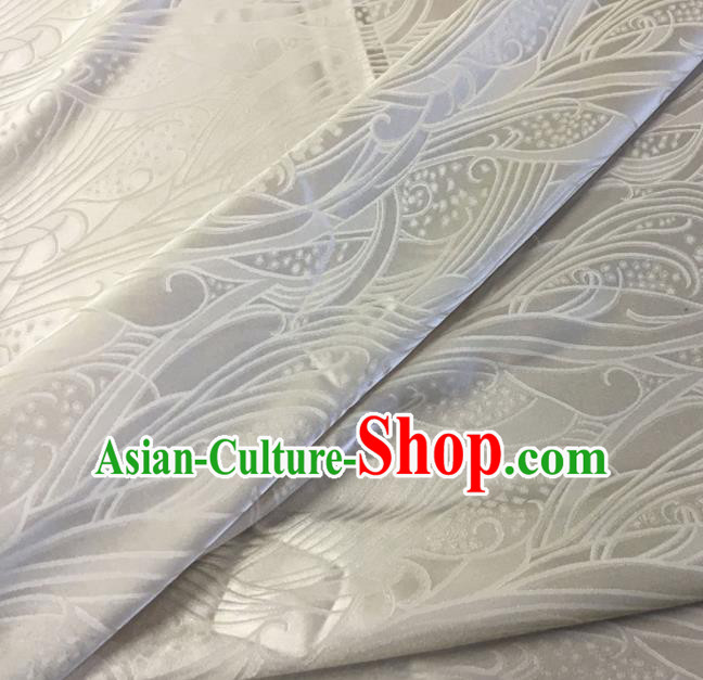 Asian Chinese Traditional Feather Pattern Design White Brocade Fabric Silk Fabric Chinese Fabric Asian Material