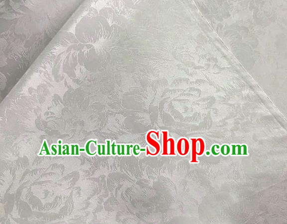 Asian Chinese Traditional Peony Pattern Design White Brocade Fabric Silk Fabric Chinese Fabric Asian Material