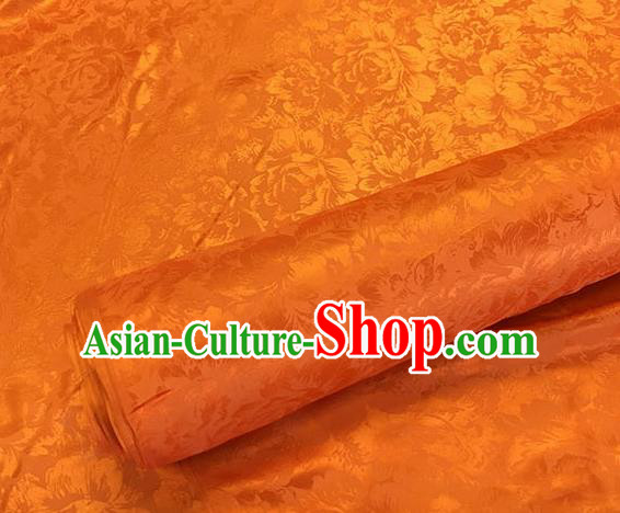 Asian Chinese Traditional Peony Pattern Design Orange Brocade Fabric Silk Fabric Chinese Fabric Asian Material