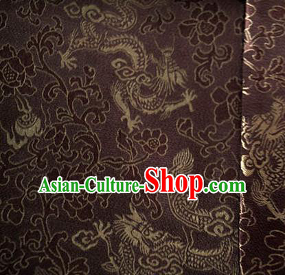 Asian Chinese Traditional Twine Dragon Pattern Design Brown Brocade Fabric Silk Fabric Chinese Fabric Asian Material