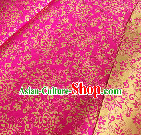 Asian Chinese Traditional Bauhinia Pattern Design Rosy Brocade Fabric Silk Fabric Chinese Fabric Asian Material