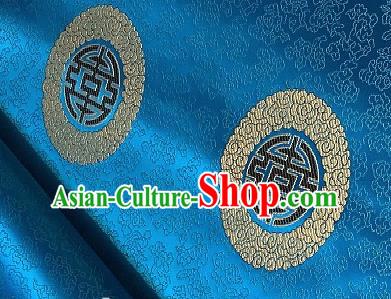 Asian Chinese Traditional Longevity Pattern Design Blue Brocade Fabric Silk Fabric Chinese Fabric Asian Material