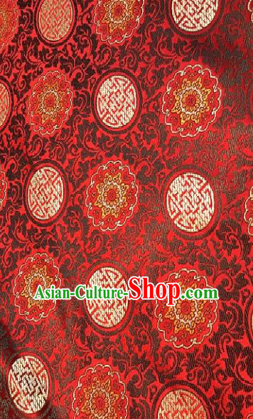 Asian Chinese Traditional Auspicious Pattern Design Red Brocade Fabric Silk Fabric Chinese Fabric Asian Material