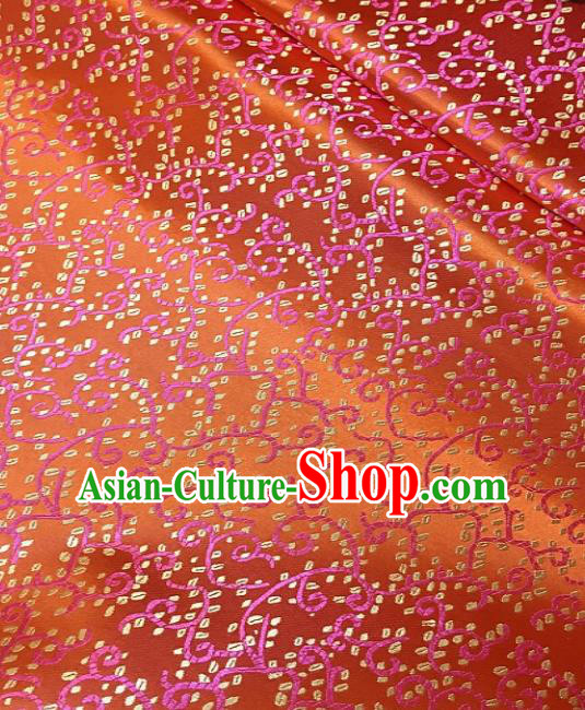 Asian Chinese Traditional Pattern Design Orange Brocade Fabric Silk Fabric Chinese Fabric Asian Material