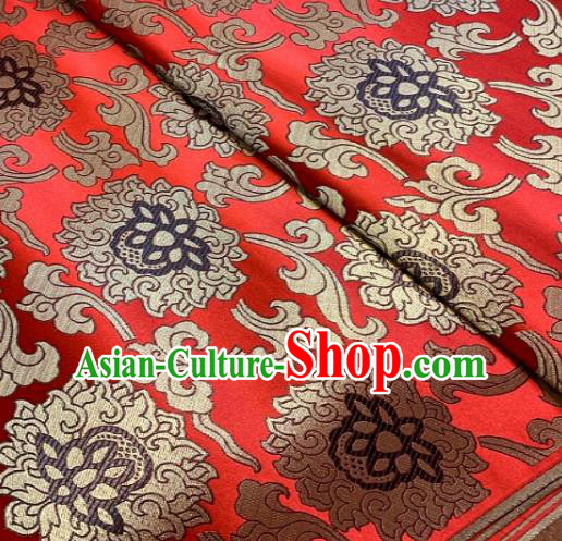 Asian Chinese Traditional Buddhism Lotus Pattern Design Red Brocade Fabric Silk Fabric Chinese Fabric Asian Material