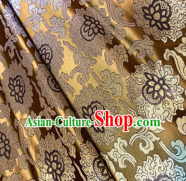Asian Chinese Traditional Buddhism Lotus Pattern Design Bronze Brocade Fabric Silk Fabric Chinese Fabric Asian Material