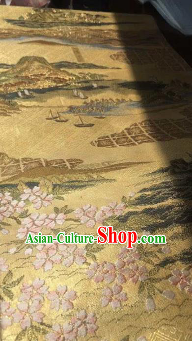 Chinese Traditional Embroidered Pattern Design Golden Brocade Fabric Asian Silk Fabric Chinese Fabric Material