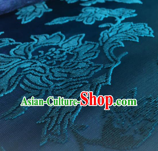 Chinese Traditional Peony Pattern Design Blue Brocade Fabric Asian Silk Fabric Chinese Fabric Material