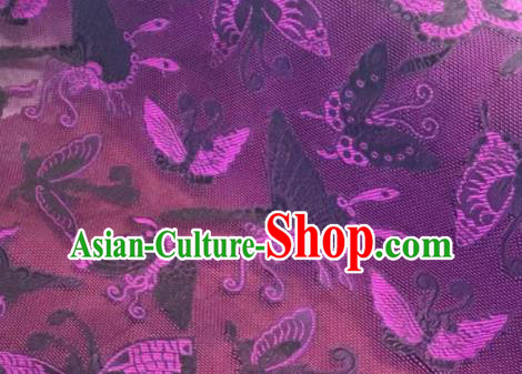 Chinese Traditional Butterfly Pattern Design Purple Brocade Fabric Asian Silk Fabric Chinese Fabric Material
