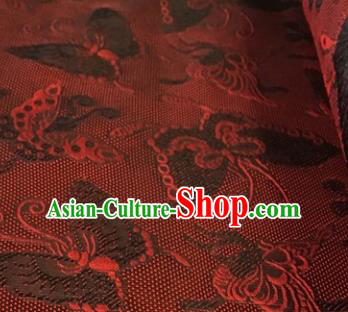 Chinese Traditional Butterfly Pattern Design Red Brocade Fabric Asian Silk Fabric Chinese Fabric Material