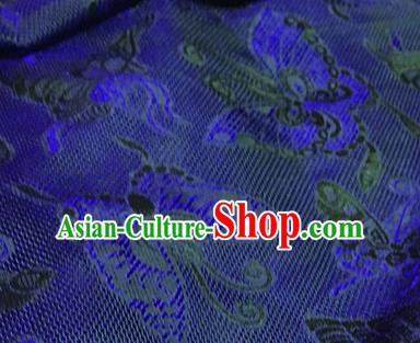 Chinese Traditional Butterfly Pattern Design Royalblue Brocade Fabric Asian Silk Fabric Chinese Fabric Material