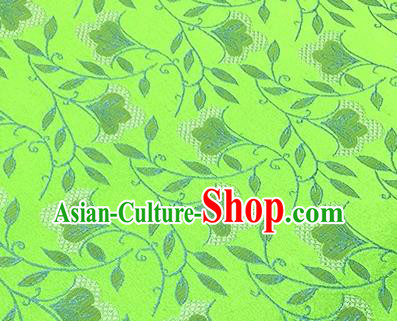 Chinese Traditional Hanfu Silk Fabric Classical Leaf Pattern Design Green Brocade Tang Suit Fabric Material
