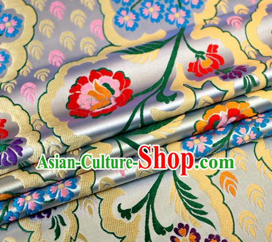 Chinese Classical Pattern Design White Brocade Traditional Hanfu Silk Fabric Tang Suit Fabric Material