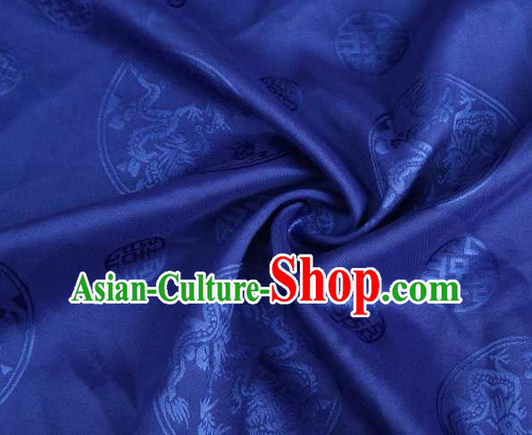 Chinese Classical Round Dragon Pattern Design Royalblue Brocade Traditional Hanfu Silk Fabric Tang Suit Fabric Material