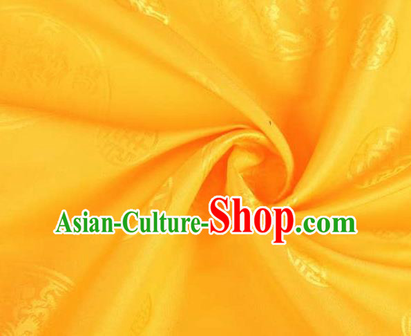 Chinese Classical Round Dragon Pattern Design Golden Brocade Traditional Hanfu Silk Fabric Tang Suit Fabric Material