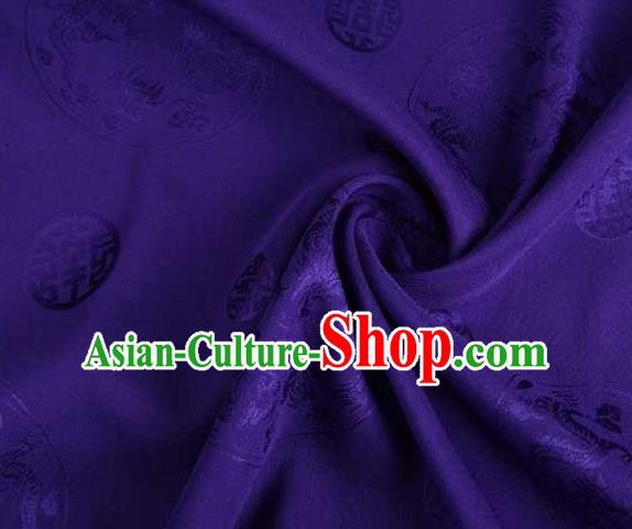 Chinese Classical Round Dragon Pattern Design Purple Brocade Traditional Hanfu Silk Fabric Tang Suit Fabric Material