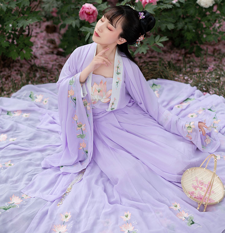Traditional Chinese Tang Dynasty Princess Purple Hanfu Dress Ancient Peri Fairy Embroidered Historical Costume for Women