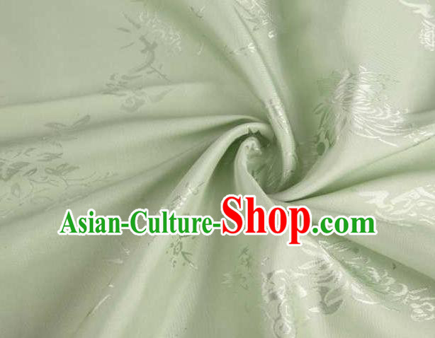 Chinese Classical Chrysanthemum Pattern Design Green Brocade Traditional Hanfu Silk Fabric Tang Suit Fabric Material