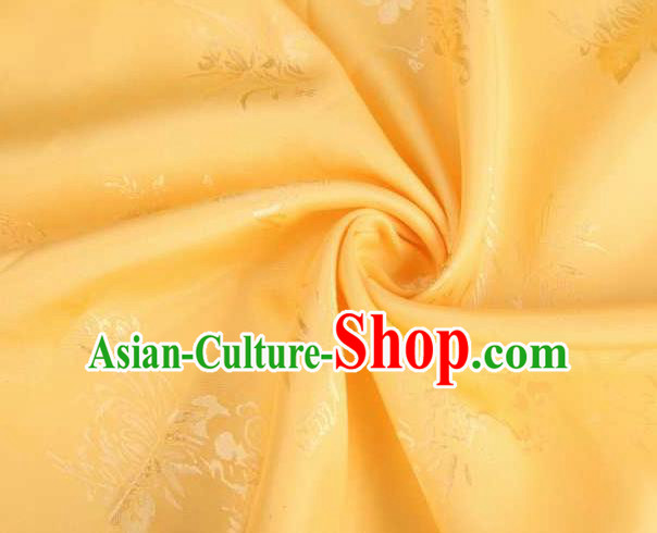 Chinese Classical Chrysanthemum Pattern Design Yellow Brocade Traditional Hanfu Silk Fabric Tang Suit Fabric Material