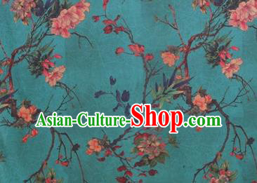 Chinese Traditional Begonia Pattern Design Green Satin Watered Gauze Brocade Fabric Asian Silk Fabric Material