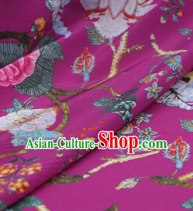 Traditional Chinese Satin Classical Roses Pattern Design Rosy Watered Gauze Brocade Fabric Asian Silk Fabric Material