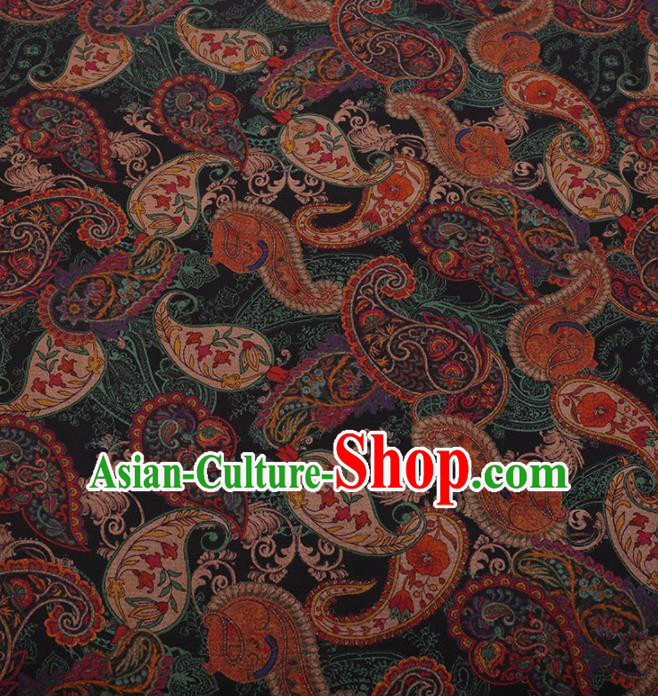 Traditional Chinese Satin Classical Pattern Design Black Watered Gauze Brocade Fabric Asian Silk Fabric Material