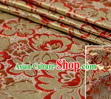 Chinese Classical Begonia Pattern Design Red Brocade Asian Traditional Hanfu Silk Fabric Tang Suit Fabric Material