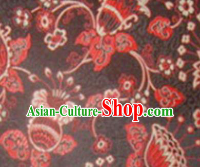 Chinese Classical Lyonia Pattern Design Black Brocade Asian Traditional Hanfu Silk Fabric Tang Suit Fabric Material