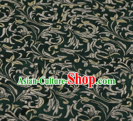 Chinese Classical Scroll Pattern Design Atrovirens Brocade Asian Traditional Hanfu Silk Fabric Tang Suit Fabric Material