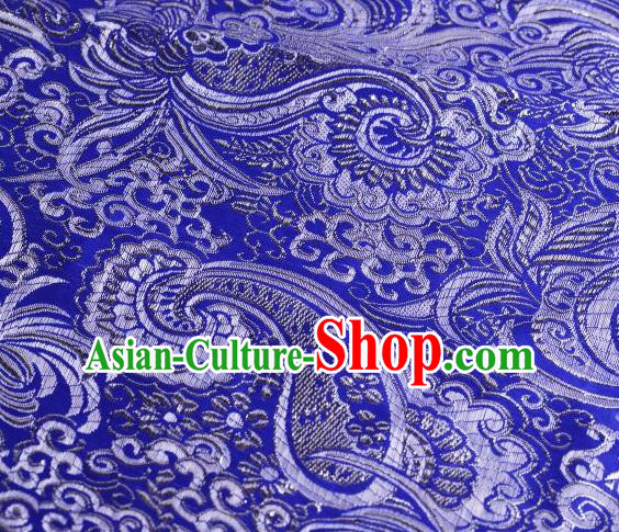 Chinese Classical Charonia Tritonis Pattern Design Royalblue Brocade Asian Traditional Hanfu Silk Fabric Tang Suit Fabric Material