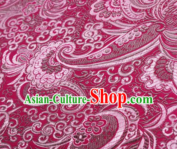 Chinese Classical Charonia Tritonis Pattern Design Rosy Brocade Asian Traditional Hanfu Silk Fabric Tang Suit Fabric Material