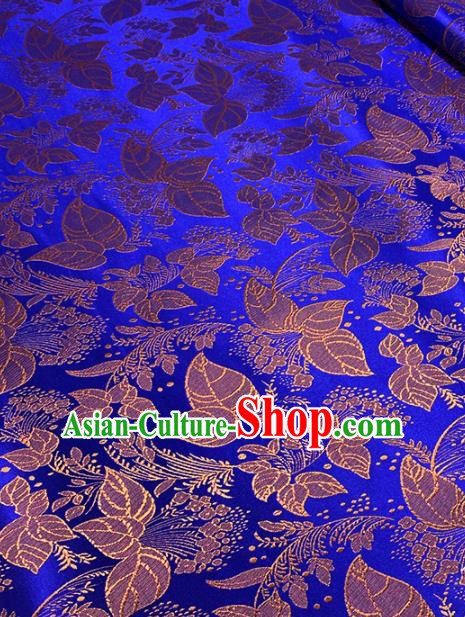 Chinese Classical Leaf Pattern Design Golden Brocade Asian Traditional Hanfu Silk Fabric Tang Suit Fabric Material