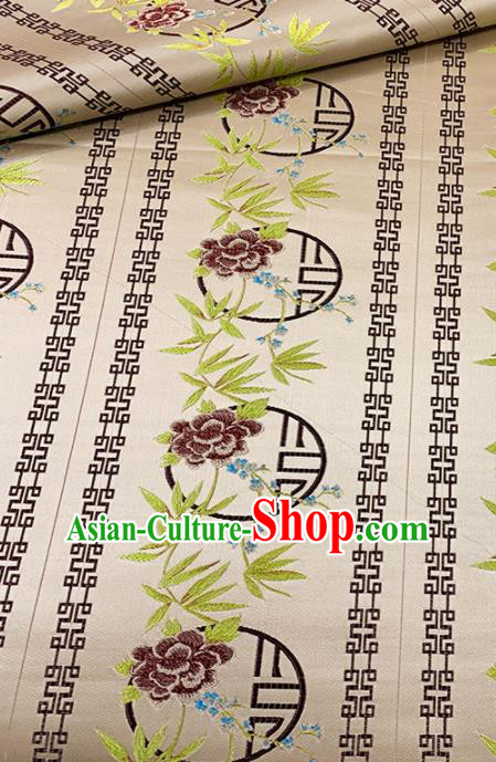 Chinese Classical Embroidery Peony Pattern Design Brocade Drapery Asian Traditional Cheongsam Silk Fabric Tang Suit Fabric Material