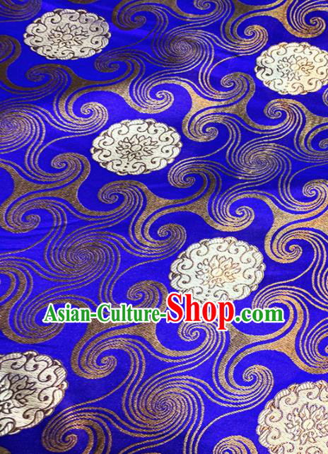 Chinese Classical Buddhism Lotus Pattern Design Royalblue Brocade Drapery Asian Traditional Tang Suit Silk Fabric Material