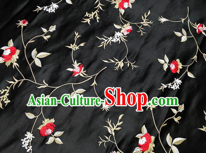 Traditional Chinese Classical Cirrus Pattern Design Fabric Black Brocade Tang Suit Satin Drapery Asian Silk Material