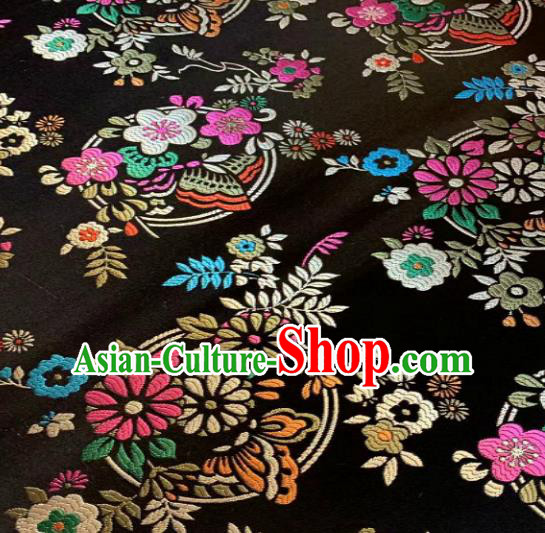 Chinese Classical Black Satin Traditional Butterfly Pattern Design Brocade Drapery Asian Tang Suit Silk Fabric Material