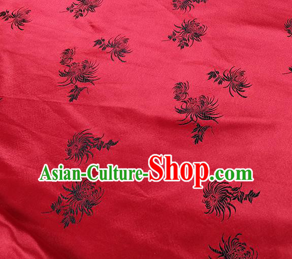 Traditional Chinese Classical Chrysanthemum Pattern Design Fabric Red Brocade Tang Suit Satin Drapery Asian Silk Material