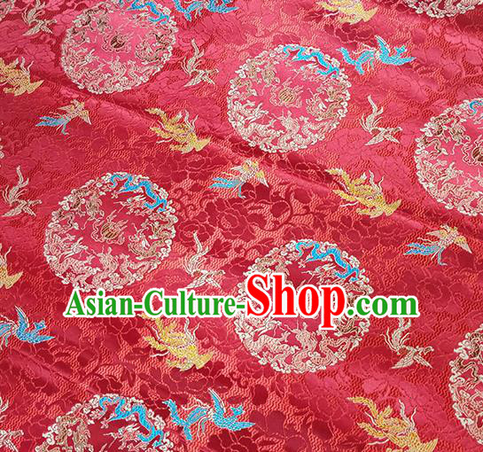 Traditional Chinese Classical Phoenix Pattern Design Fabric Red Brocade Tang Suit Satin Drapery Asian Silk Material