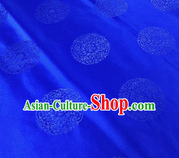 Traditional Chinese Classical Round Flowers Pattern Design Fabric Royalblue Brocade Tang Suit Satin Drapery Asian Silk Material