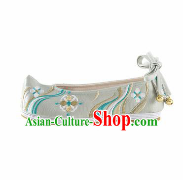 Chinese Ancient Princess Shoes Hanfu Shoes Handmade Green Embroidered Shoes for Women