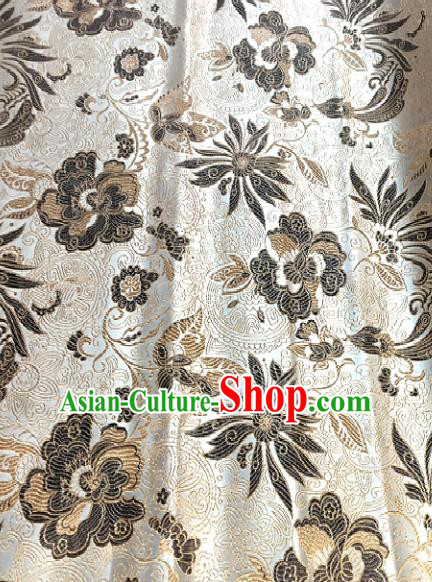 White Brocade Traditional Chinese Classical Pattern Design Satin Drapery Asian Tang Suit Silk Fabric Material