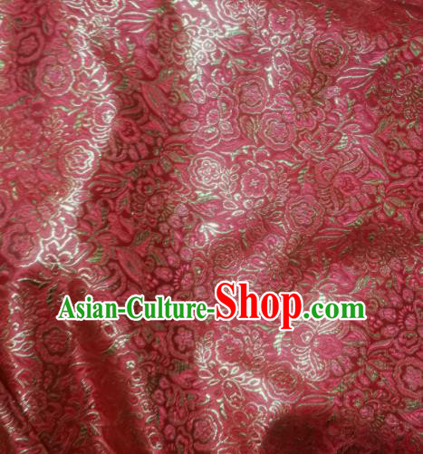 Asian Chinese Classical Pattern Design Red Brocade Fabric Traditional Tang Suit Satin Drapery Silk Material