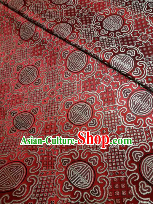 Asian Chinese Royal Pattern Design Red Brocade Fabric Traditional Tang Suit Satin Classical Drapery Silk Material