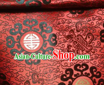 Asian Chinese Royal Pattern Design Red Brocade Mongolian Robe Fabric Traditional Satin Classical Drapery Silk Material