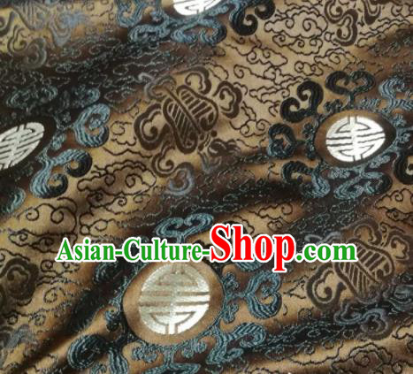Asian Chinese Royal Pattern Design Bronze Brocade Mongolian Robe Fabric Traditional Satin Classical Drapery Silk Material