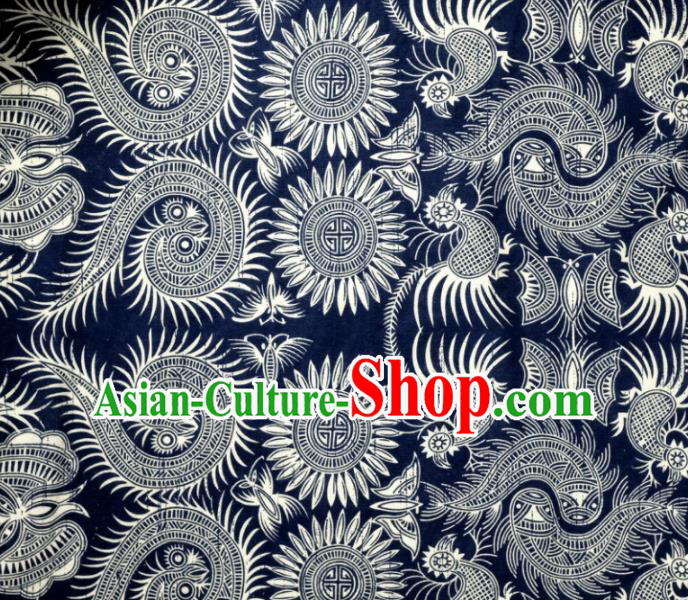 Asian Chinese Batik Fabric White Satin Classical Pattern Design Traditional Drapery Silk Material